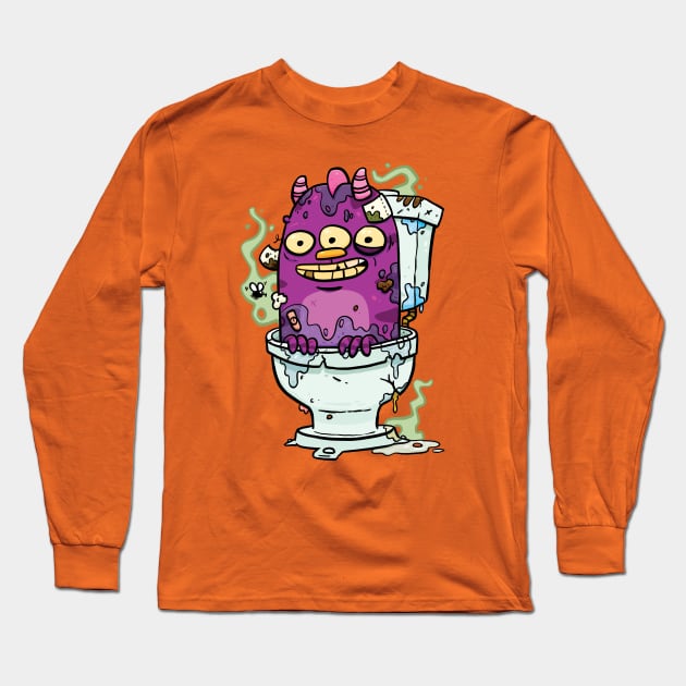 Stinky Little Toilet Monster Long Sleeve T-Shirt by striffle